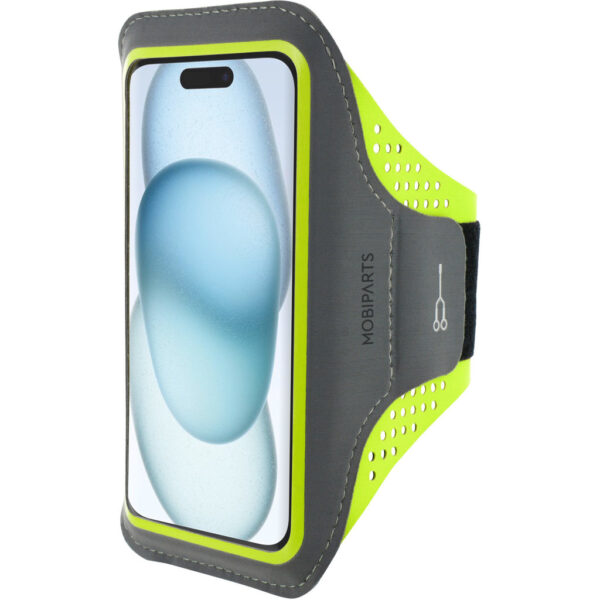 Mobiparts Comfort Fit Sport Armband Apple iPhone 15 Neon Green - Afbeelding 4