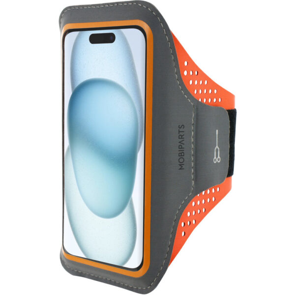 Mobiparts Comfort Fit Sport Armband Apple iPhone 15 Neon Orange - Afbeelding 4