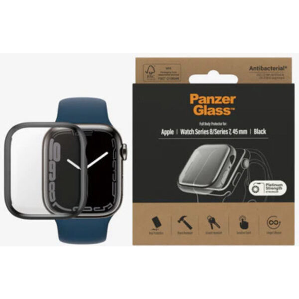 PanzerGlass Full Body Apple Watch 7 45 mm - Black - Anti-Bacterial - Afbeelding 8