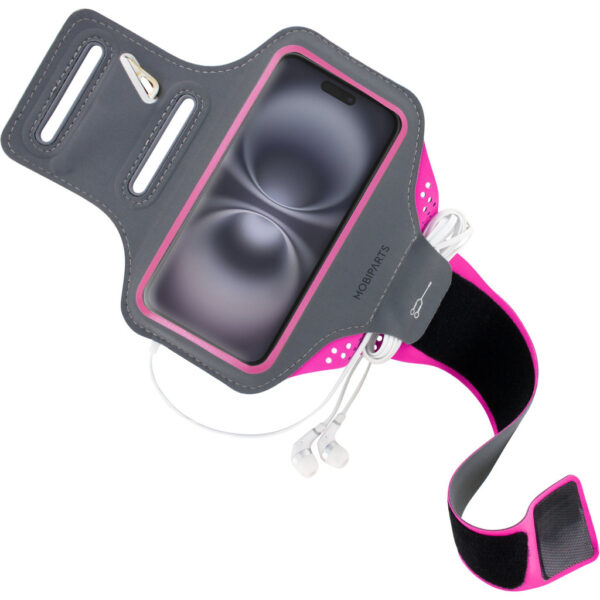 Mobiparts Comfort Fit Sport Armband Apple iPhone 16 Neon Pink