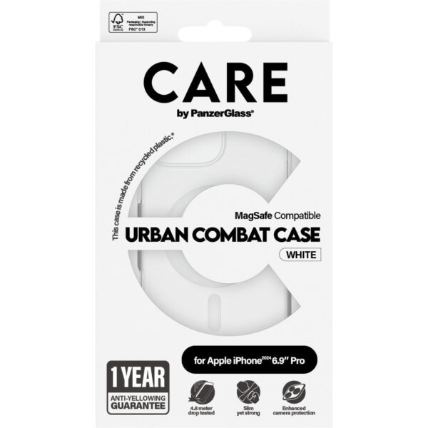 CARE by PanzerGlass Flagship Case Transparent Urban Combat w. White MagSafe iPhone '24 6.9" Pro - Afbeelding 5