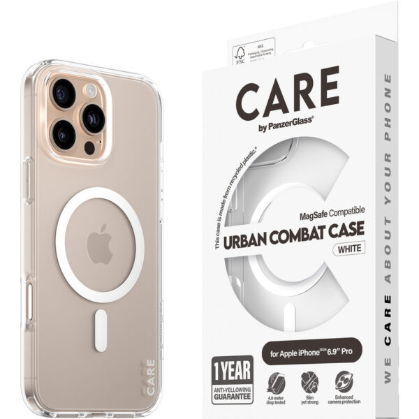 CARE by PanzerGlass Flagship Case Transparent Urban Combat w. White MagSafe iPhone '24 6.9" Pro - Afbeelding 6