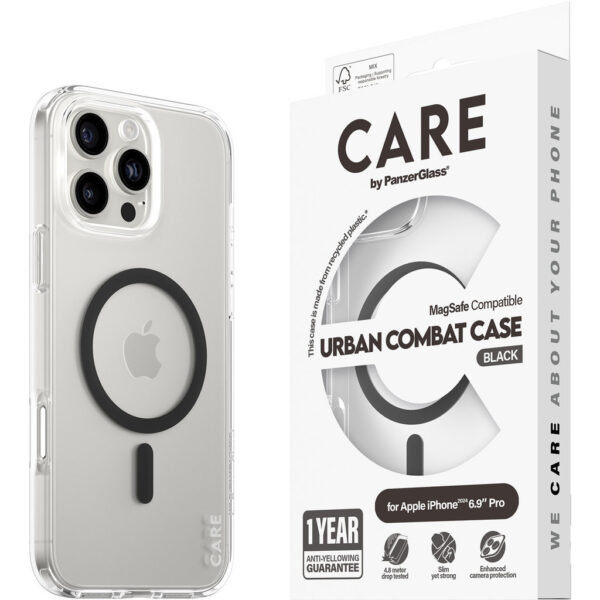 CARE by PanzerGlass Flagship Case Transparent Urban Combat w. Black MagSafe iPhone '24 6.9" Pro - Afbeelding 6