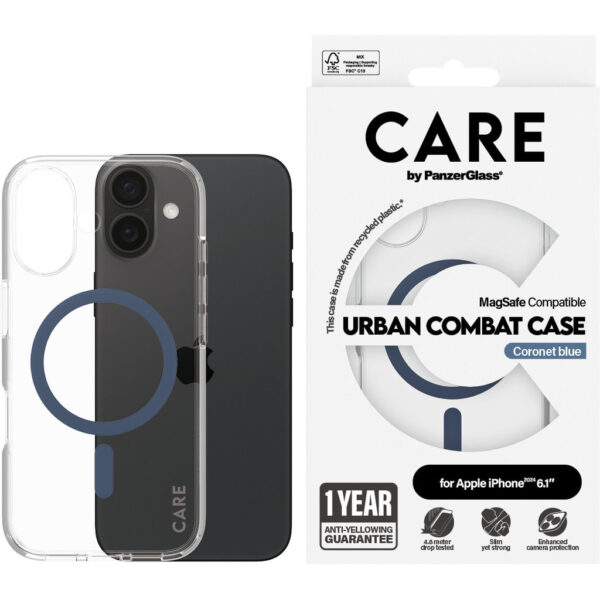 CARE by PanzerGlass Flagship Case Transparent Urban Combat w. Blue MagSafe iPhone '24 6.1" - Afbeelding 3