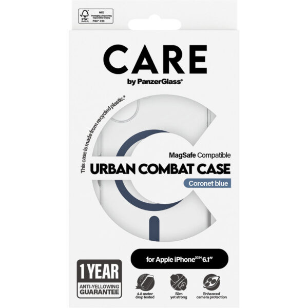 CARE by PanzerGlass Flagship Case Transparent Urban Combat w. Blue MagSafe iPhone '24 6.1" - Afbeelding 5