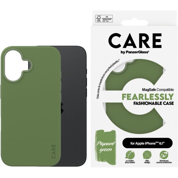 CARE by PanzerGlass Fashionable Case Green w. MagSafe iPhone '24 6.1" - Afbeelding 3