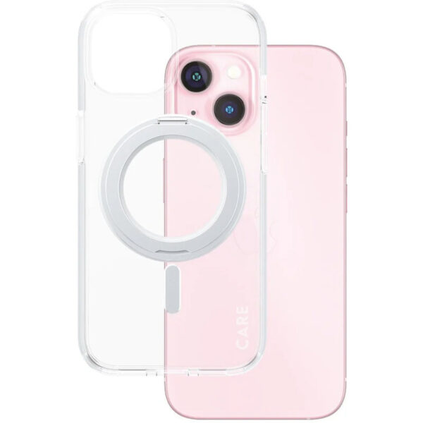 CARE by PanzerGlass Feature Case Transparent w. Silver Kickstand & MagSafe iPhone15 - Afbeelding 4