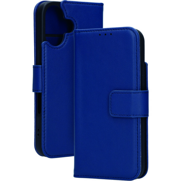 Mobiparts Leather Wallet Case Apple iPhone 16 Blue (MagSafe Compatible)