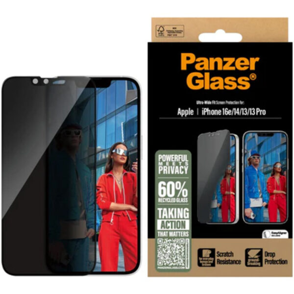 Panzerglass Apple iPhone 16e/14/13/13 Pro - Ultra-Wide Fit Privacy Glass - Afbeelding 3