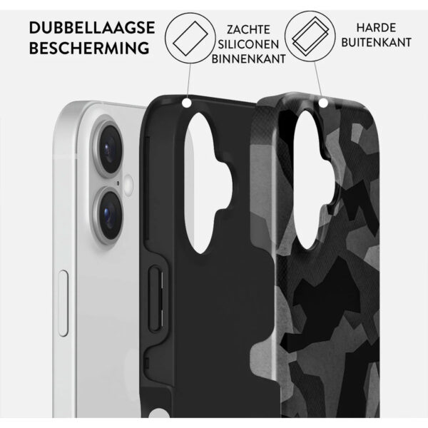 Burga Tough Case Apple iPhone 16 - Night Black Camo - Afbeelding 9