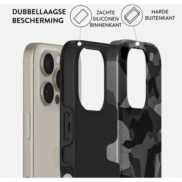 Burga Tough Case Apple iPhone 16 Pro - Night Black Camo - Afbeelding 8