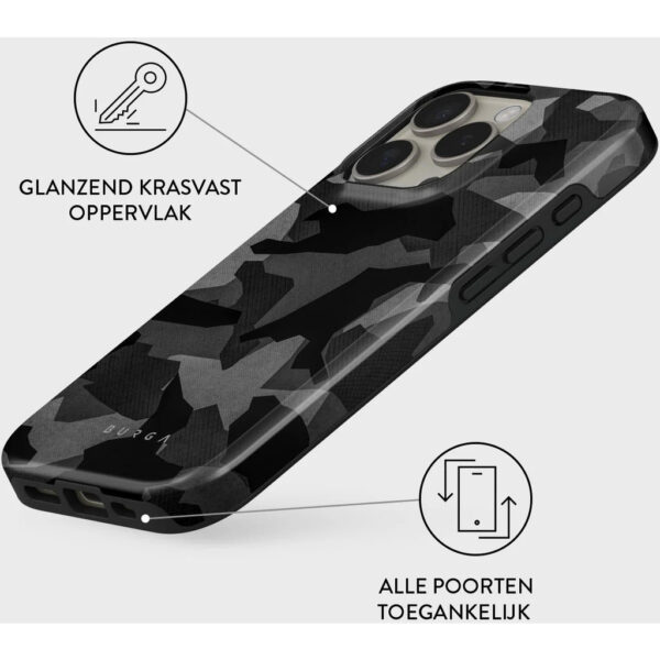 Burga Tough Case Apple iPhone 16 Pro - Night Black Camo - Afbeelding 9