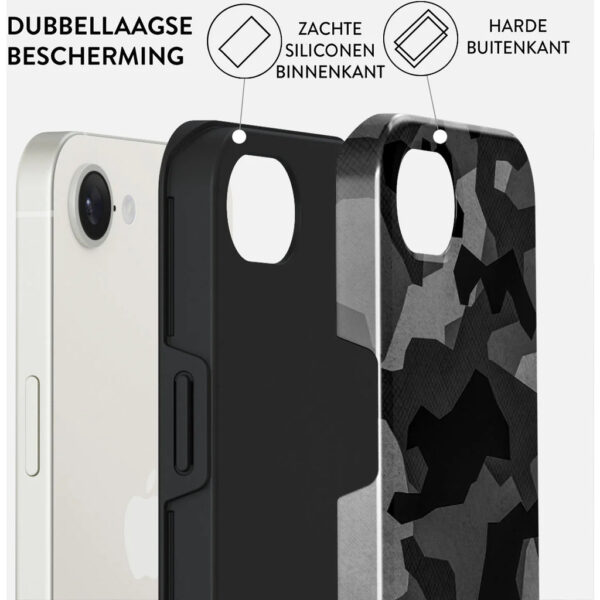 Burga Tough Case Apple iPhone 16e - Night Black Camo - Afbeelding 7