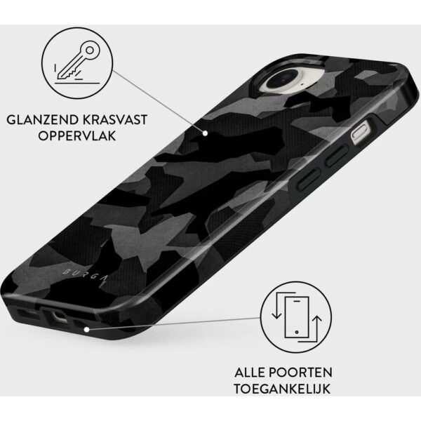 Burga Tough Case Apple iPhone 16e - Night Black Camo - Afbeelding 8